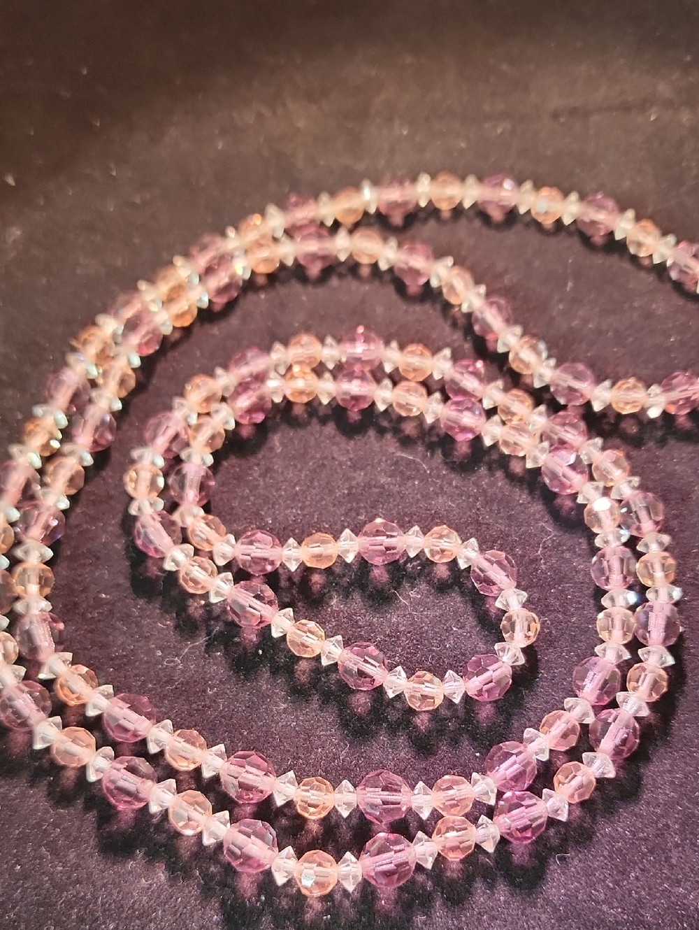Faceted Pink and Peach Glass Bead Necklace - Women Jewelry